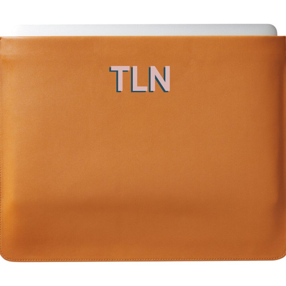 Mark & Graham "TLN" Monogrammed Vegan Leather Laptop Sleeve - NWT!